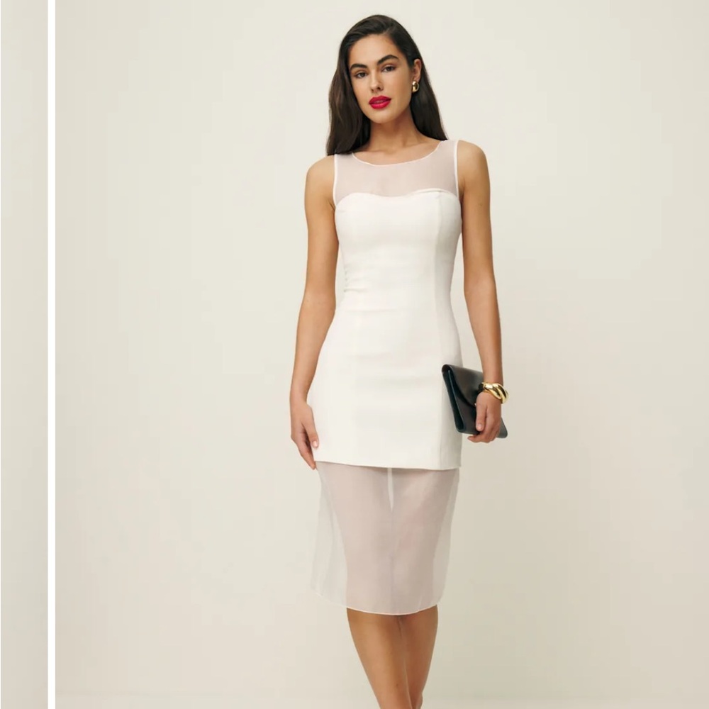 White Sheer Panel Dress - Reformation
